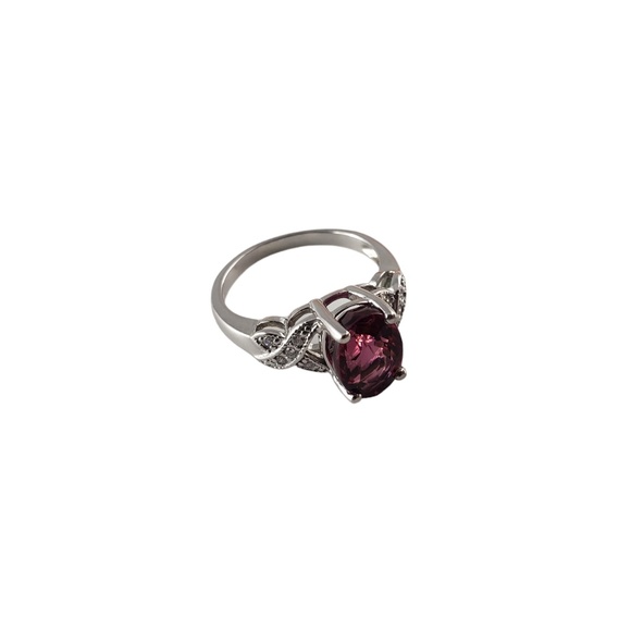 Vintage 14K White Gold Pink Tourmaline and Diamond Ring Size 6.5-6.75 #13768 - Picture 3 of 9